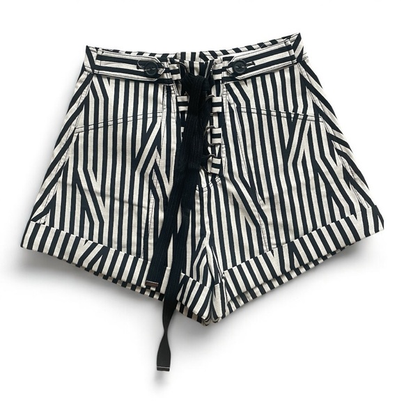 Self-Portrait Black and White High Waist Shorts - Picture 1 of 3
